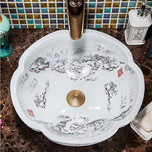 Jgophu - Lavabo in porcellana cinese con motivo Monti Neve, colore: Bianco