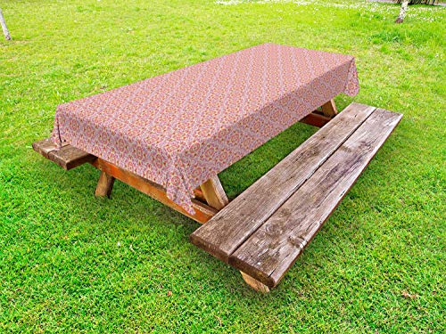 ABAKUHAUS Marocchino Tovaglia da Esterno, Colori vibranti Intricato, Tovaglia da Picnic Lavabile Decorativa, 145 cm x 305 cm, Multicolore