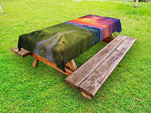 ABAKUHAUS scenico Tovaglia da Esterno, Toscana Tangerine Sky, Tovaglia da Picnic Lavabile Decorativa, 145 cm x 305 cm, Terra di Siena bruciata Multicolor