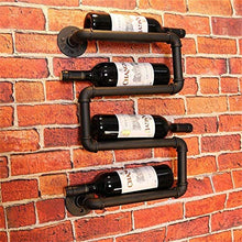 Leifeng Tower Classic - Scaffale da parete in ferro da stiro, da parete, stile retrò, per bottiglie di vino, da appendere, per 4 bottiglie, colore: nero, lunghezza 26 x altezza 55 cm