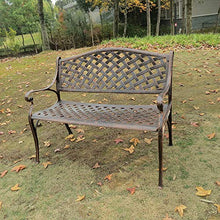 Panchina in Metallo Panca da Giardino per Tempo Libero All'aperto, Panche per Patio in Alluminio Pressofuso Resistenti Alle Intemperie, Panca di Riposo Decorativa per Veranda e Prato-2 Posti