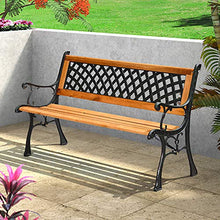 Panchine in metallo per giardini per terrazze, panchine per il tempo libero con schienali e corrimano in rete, mobili da giardino con struttura in ghisa anticorrosione e sedili in legno massello