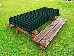 ABAKUHAUS Astratto Tovaglia da Esterno, Scottish Tartan Come View, Tovaglia da Picnic Lavabile Decorativa, 145 cm x 305 cm, Scuro Teal Charcoal Grey
