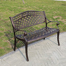 Panchina da giardino da 39 pollici con terrazza, panca da giardino doppia in metallo per esterni con braccioli e schienale, poltrona da cortile con struttura in alluminio pressofuso, usata per mobili