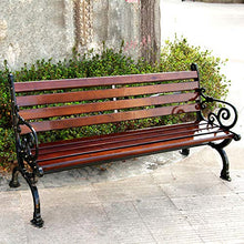 Chair Panca da Giardino da Esterno, Panca in Metallo con Schienale in Legno Massello 2-3 Posti, Facile da Installare Prato Piscina 120/150 / 180cm