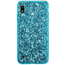 Saceebe Compatibile con Galaxy A10 Custodia Silicone TPU Paillettes Glitter Strass Silicone TPU Case PC Coperture [placcatura bordo] Bumper Case Ultra Sottile Antigraffio,blu&