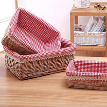 XIXIAO - 3 scatole di vimini pastorale in rattan, per armadi, cassetti, armadio, cassettiera, cassettiera, cassettiera, 36 x 27 x 14 cm, 31 x 22 x 12 cm, 26 x 18 x 10 cm, marrone