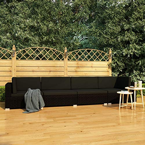 Tidyard Set 3/4 pz Divani da Giardino con Cuscini in Polyrattan Marrone/Nero,Divano 3/4 Posti da Giardino per Esterno in Rattan,Divano Esterno,Divano in Rattan,Divano Modulare 210/280x70x54 cm