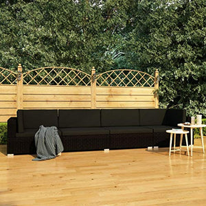Tidyard Set 3/4 pz Divani da Giardino con Cuscini in Polyrattan Marrone/Nero,Divano 3/4 Posti da Giardino per Esterno in Rattan,Divano Esterno,Divano in Rattan,Divano Modulare 210/280x70x54 cm