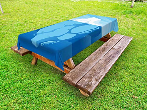 ABAKUHAUS Ice Berg Tovaglia da Esterno, Punta di Frosty Modulo Mostrando, Tovaglia da Picnic Lavabile Decorativa, 145 cm x 305 cm, Azure Blue Sky Blue