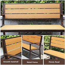 Panchine per Terrazze Panca da Giardino per Tempo Libero All'aperto, Panca da Patio Resistente Intemperie con Struttura in Ghisa e Legno Massello Anticorrosivo, Panca Decorativa retrò