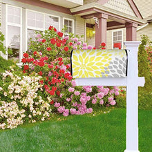 Moderna gialla e grigia Dahlia quadrata dal design unico magnetico per cassetta delle poste, copertura per giardino e cortile, dimensioni standard 53 x 45 cm