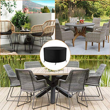 HSBAIS Tondo Copertura per Mobili da Giardino, Anti-UV Impermeabile Copertura Tavolo Giardino Esterno Resistente allo Strappo per Giardino Mobili Tabella,Black_128x71CM