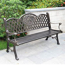 Panchina per Terrazza da Parco Panchina per Tempo Libero, Retro Panca da Giardino in Alluminio Pressofuso Resistente Alle Intemperie, Panchine da Giardino Decorative Cortile e Portico, Panca 2-3 Pos