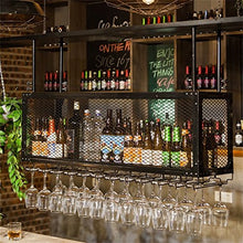 Scaffale di vetro per vino Scaffale per bicchieri rovesciabile Appendiabiti per bicchiere di vino Scaffale per vino Bar Portapiatti doppio appeso (Color : Black, Size : L80*W30cm)