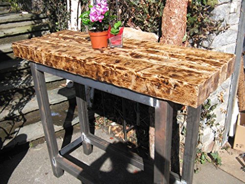 Natural Mente – Tavolo di design, tavolo da bar, bancone, tavolo da bistrot, stile industriale, tavolo da pranzo, tavolo anticato, rustico, 130 cm x 46,5 cm, altezza 110 cm