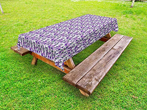 ABAKUHAUS Floreale Tovaglia da Esterno, Wild Flower Blossoms Primavera, Tovaglia da Picnic Lavabile Decorativa, 145 cm x 210 cm, Lavanda Jade Green