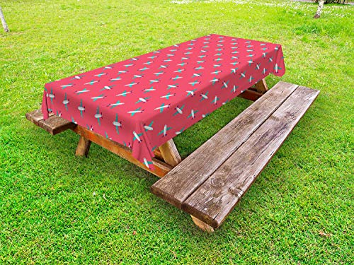 ABAKUHAUS Aeroporto Tovaglia da Esterno, Nursery Airplanes Fumetto, Tovaglia da Picnic Lavabile Decorativa, 145 cm x 210 cm, Scuro Coral Scuro Seafoam