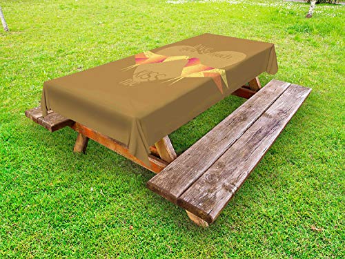 ABAKUHAUS Baciare Tovaglia da Esterno, 2 Uccello Variopinto e Cuore, Tovaglia da Picnic Lavabile Decorativa, 145 cm x 210 cm, Crema Scuro Khaki Coral
