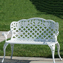 Sedia lunga per il tempo libero all'aperto panchina da giardino, Park square in alluminio pressofuso decoro rose sedile schienale, Sedile resistente alle intemperie da 108 cm per 2 persone