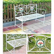 Panchina da Giardino da 47 Pollici Panca per Il Tempo Libero da Esterno, Cortile Doppio Sedile Panche in Metallo per terrazze, Sedia Portico antiruggine anticorrosione Mobile Ingresso Ponte
