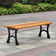 household products Panchina da Giardino in Legno massello da Esterno, Sedile Senza Braccia anticorrosivo in ghisa, Panca da Giardino per Patio Esterno, usata per Portico, Prato