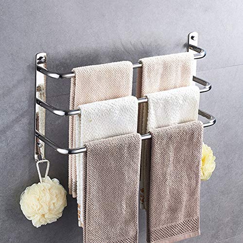 lxc Portasciugamani Bagno Tre Strati Telaio Pugno Libero in Acciaio Inox 304 Portasciugamani Portasciugamani Bagno Asciugamano Cremagliera Ispessimento (Size : 50cm)