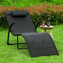 SoBuy Sdraio da Giardino Lettini Pieghevoli Poggiatesta Rimovibile 173 * 54 * 69CM Nero capacità di Supporto: 150 kg OGS45-SCH