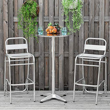 Outsunny Set Tavolino Alto con 2 Sgabelli da Bar, Arredamento da Giardino in Alluminio e Acciaio Colore Argento