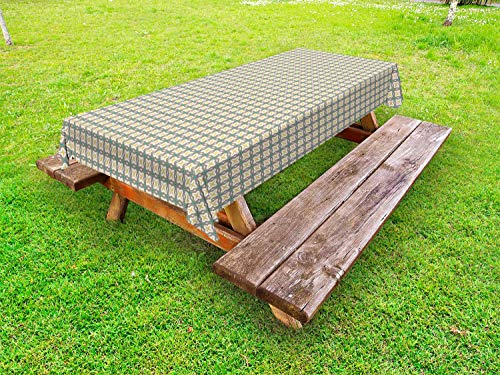 ABAKUHAUS Astratto Tovaglia da Esterno, Sequenza di Motivi Vivid, Tovaglia da Picnic Lavabile Decorativa, 145 cm x 265 cm, Scuro Tan e Pale Camel