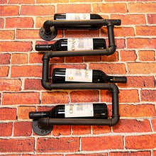Leifeng Tower Classic - Scaffale da parete in ferro da stiro, da parete, stile retrò, per bottiglie di vino, da appendere, per 4 bottiglie, colore: nero, lunghezza 26 x altezza 55 cm