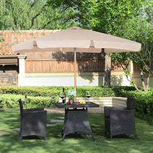 SONGMICS Ombrellone da Balcone di 2 x 1,25 m, Parasole Rettangolare Protezione UPF50+, Palo e Stecche in Legno, Inclinabile, Base Non Inclusa, per Terrazzo Giardino Patio, Tortora GPU26BR