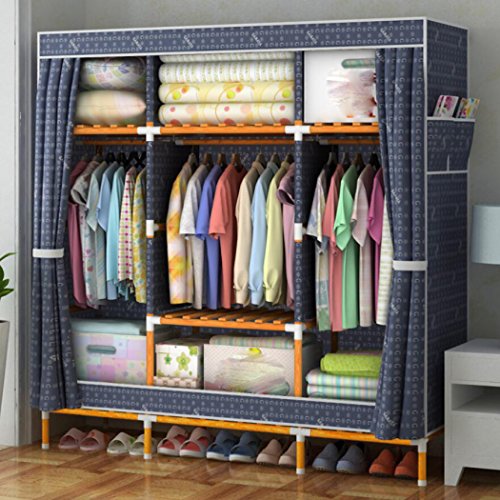 LyMei Organizer per Armadio Armadio in Stoffa Resistente all'umidità Armadio in Stoffa Oxford Armadio Armadio Organizzatore di stoccaggio con Asta sospesa Guardaroba, 148 * 173 ** 45 cm,H