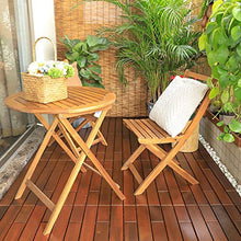 CGBF-Set Bistrot in Legno Massello,Set di Mobili da Giardino Resistente alle Intemperie,Tavolo Pieghevole e 2 Sedie per Terrazze e Balconi,A