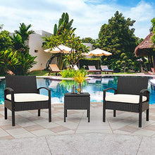 Belissy Tavolo da salotto con vano portaoggetti, in polyrattan, set da 2 persone,1 tavolo e 2 poltrone,tavolo da salotto con mobili da giardino resistenti alle intemperie,per giardino (nero + rattan)