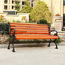 Panca da giardino per esterni panchina in metallo, panchina da 150 cm / 3 posti per terrazza con prato inglese, seduta a doghe in legno massello anticorrosivo resistente alle intemperie panca