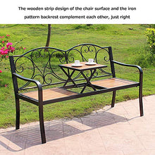 Panchina da Giardino in Ghisa Panchina da Giardino, Panca Lounge da Esterno Resistente Alle Intemperie con Tavolo Centrale Regolabile, Panca Retrò in Metallo a 2 Posti, Panchine Decorative da Prato