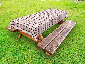ABAKUHAUS cigni Tovaglia da Esterno, Floreale Uccelli Stripes Pettine, Tovaglia da Picnic Lavabile Decorativa, 145 cm x 305 cm, Rossore e Grigio