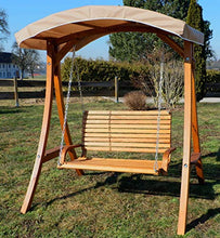 SAS AS-S Design Hollywoodschaukel Gartenschaukel Schaukelbank Rio aus Holz Lärche mit Dach und Polsterauflage Braun