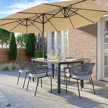 SONGMICS Ombrellone Doppio da Giardino, Parasole di 460 x 270 cm, Extra Grande, UPF50+, con Manovella, per Mercato Esterno Terrazzo, Base Non Inclusa, Tortora GPU36BR