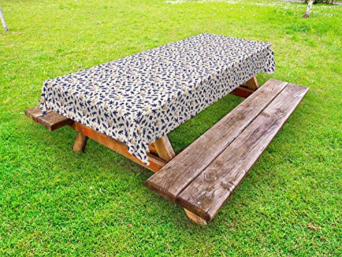ABAKUHAUS Scoiattolo Tovaglia da Esterno, Fluffy Foresta Amico Art, Tovaglia da Picnic Lavabile Decorativa, 145 cm x 265 cm, Peach e Indigo