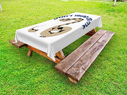 ABAKUHAUS Dont Treat on Me Tovaglia da Esterno, Pericoloso Snake, Tovaglia da Picnic Lavabile Decorativa, 145 cm x 305 cm, Tan Notte Blu