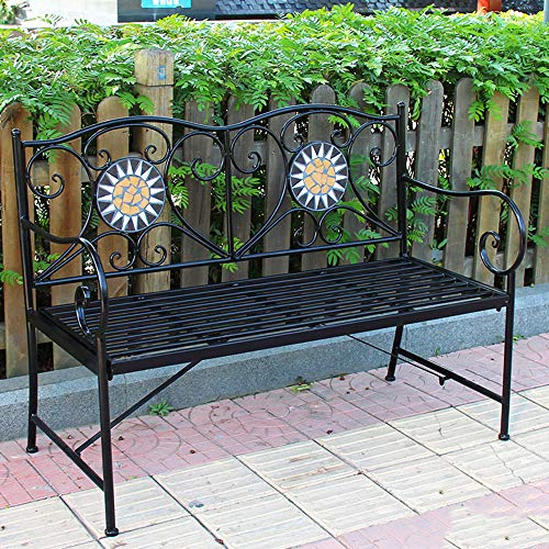 Sedia lunga per il tempo libero del parco panchina da giardino, Panca da bistrot resistente alle intemperie panca da cortile in metallo Sedia Da Pranzo Con Panca Da Portico Da 47 Pollici