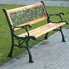 GaoF Panchina da Giardino panchina in Legno massello, Sedia con Schienale per Veranda da Giardino, Panca con mobili da terrazza in Legno massello anticorrosivo in ghisa, può ospitare 2-3 Persone