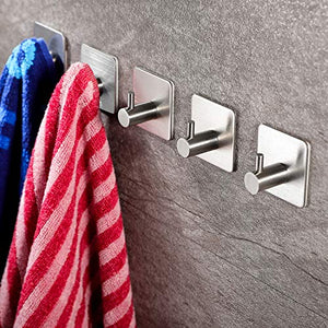 ZUNTO 5 Pezzi Ganci Adesivi in Acciaio Inox Ganci portasciugamani Gancio Appendiabiti da Parete per Cucina e Bagno