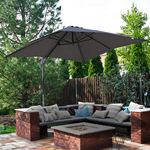 Outsunny Ombrellone da Giardino a Manovella 250x250cm con Rotazione a 360°, Parasole Regolabile su 5 Livelli, Grigio