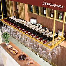 FFYN Portabottiglie e portabottiglie in Ferro da Appendere alla Parete | Armadi per Vino da soffitto per Cucina, Sala da Pranzo, Bar o Cantina | Cornice Dorata