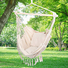 Poltrona sospesa in stile nordico, grande amaca da giardino, realizzata a mano, con due cuscini per interni ed esterni, decorazione a tema, per esterni, cortile, 39,37 x 51,18 pollici