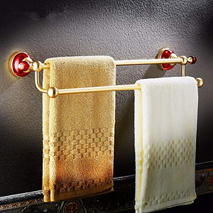 MBYW portasciugamani Moderno Spazio Europeo Alluminio Oro Rosso Cristallo Doppia Barra portasciugamani Appeso portasciugamani Bagno Essiccazione portasciugamani Appendiabiti