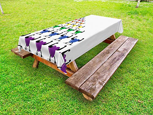 ABAKUHAUS Colorato Tovaglia da Esterno, Cuori Colorati sani, Tovaglia da Picnic Lavabile Decorativa, 145 cm x 265 cm, Charcoal Grigio Multicolore